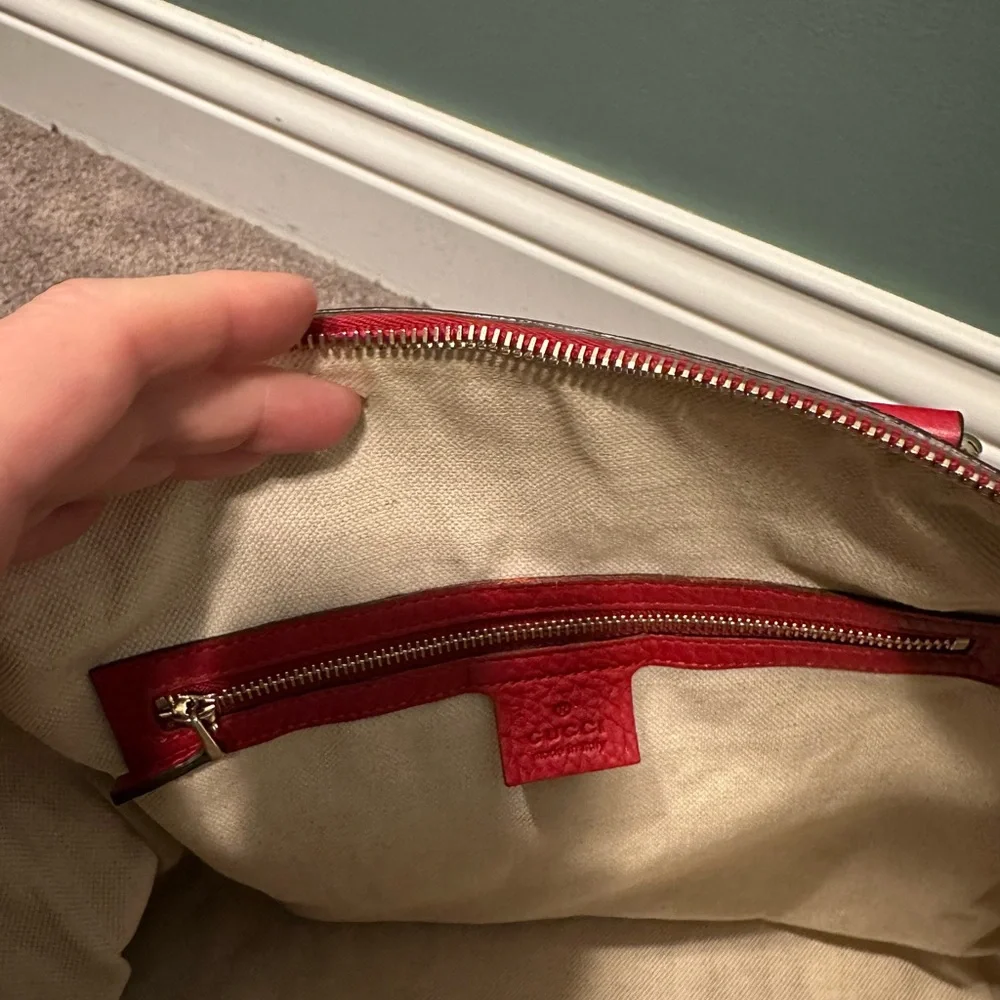 Gucci Boston bag brown monogram with red leather - Picture 14 of 16